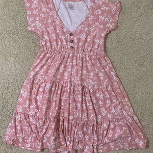 Pink Floral Fit and Flare Dress